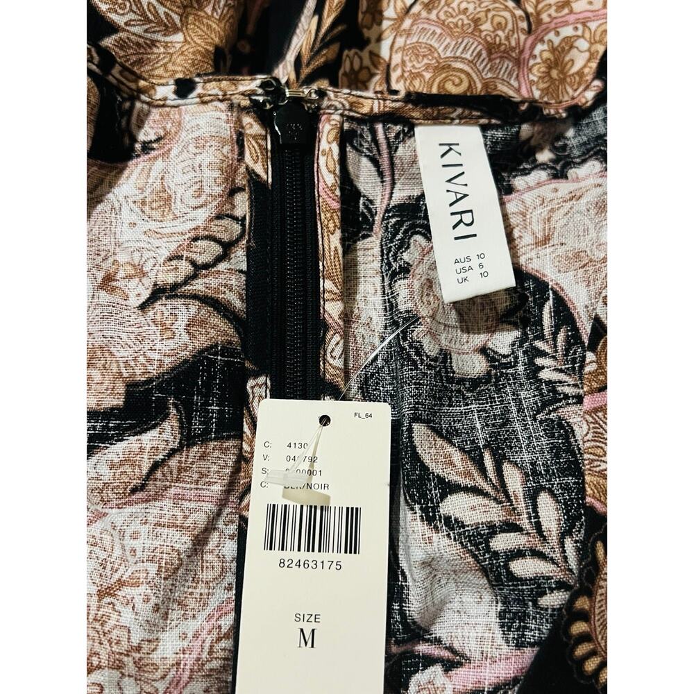 NWT❤️Anthro KIVARI V-Neck Puff-Sleeve Linen Dress sz6 - Picture 9 of 11